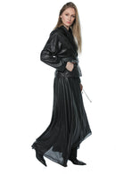 Sacou leather-effect belted