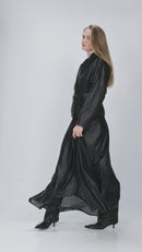 Sacou leather-effect belted